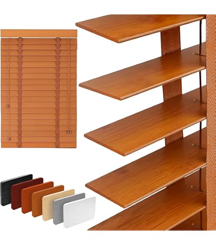 DEZ FURNISHINGS Cordless 2 Inch Faux Wood Blinds, 47\" W X 48\" H, Dark Oak - Room Darkening Horizontal Window Blinds For Kitchen, Bathroom, Bedroom