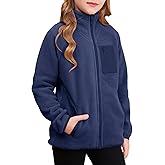DOKOTOO KIDS Girls Fleece Jacket Full Zip Fall Winter Soft Sherpa Coat Outwear with Pockets Size 6-15 Years