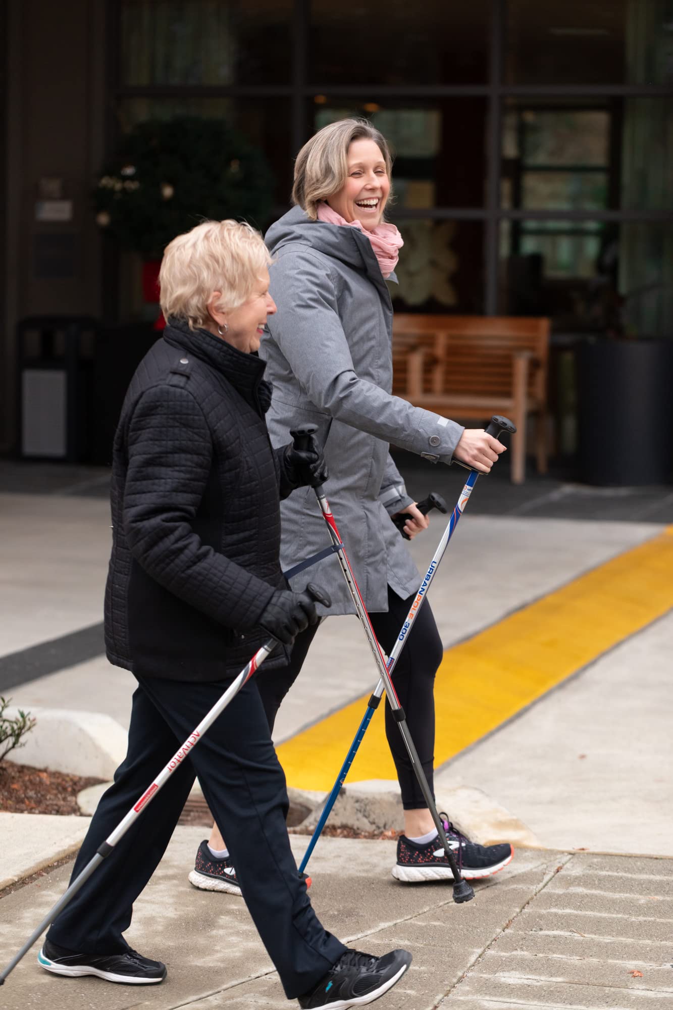 Urban Poling ACTIVATOR® MODA with Snow & Trekking Baskets, Silver with Blue, Green, & Yellow, 1 Pair – For Users 4'2