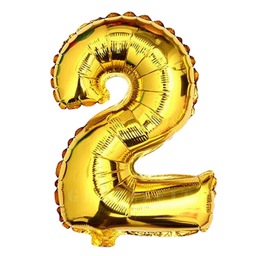 Photo 1 of Glanzzeit 32 Inch Gold Foil Balloons Letter A to Z Number 0 to 9 Party Wedding Birthday Decoration (Number 2)