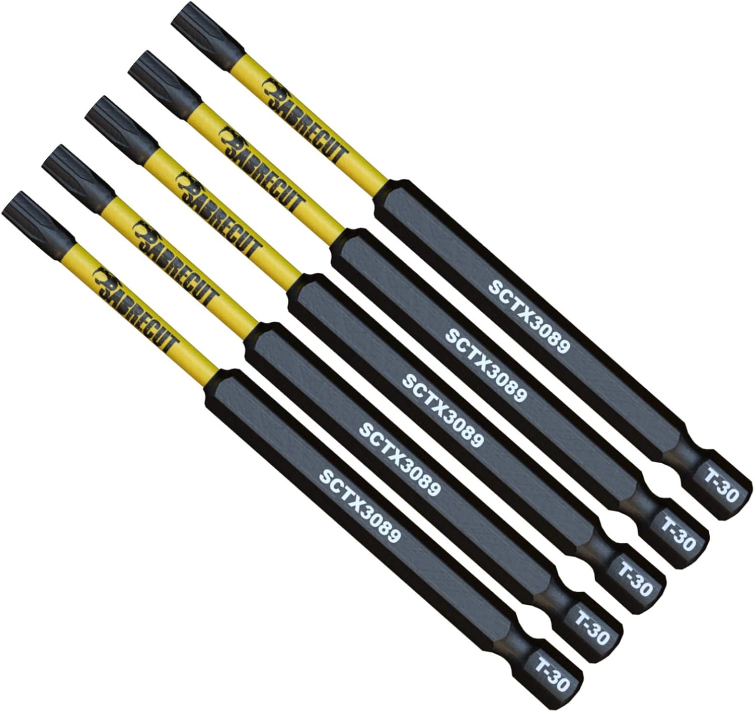 5 x SabreCut SCTX3089_5 89mm T30 TX30 Magnetic Impact Screwdriver Driver Bits Set Torx Heavy Duty - Image 3