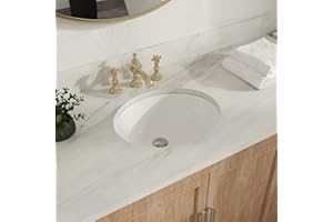 DEER VALLEY DeerValley DV-1U302 Liberty 17" X 14" Bathroom Under-mount Sink White Ceramic Bathroom Sink Undermount Vanity Sink with Overflow Hole, Oval Vessel Sink