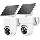 Oculview 2K Solar Security Cameras Wireless Outdoor, 2PCS Outdoor Camera Wireless with 360° View, Cameras for Home Security with Color Night Vision, Only Support 2.4GHz Wi-Fi