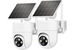 Oculview 2K Solar Security Cameras Wireless Outdoor, 2PCS Outdoor Camera Wireless with 360° View, Cameras for Home Security with Color Night Vision/2-Way Audio, 2.4GHz Wi-Fi Only