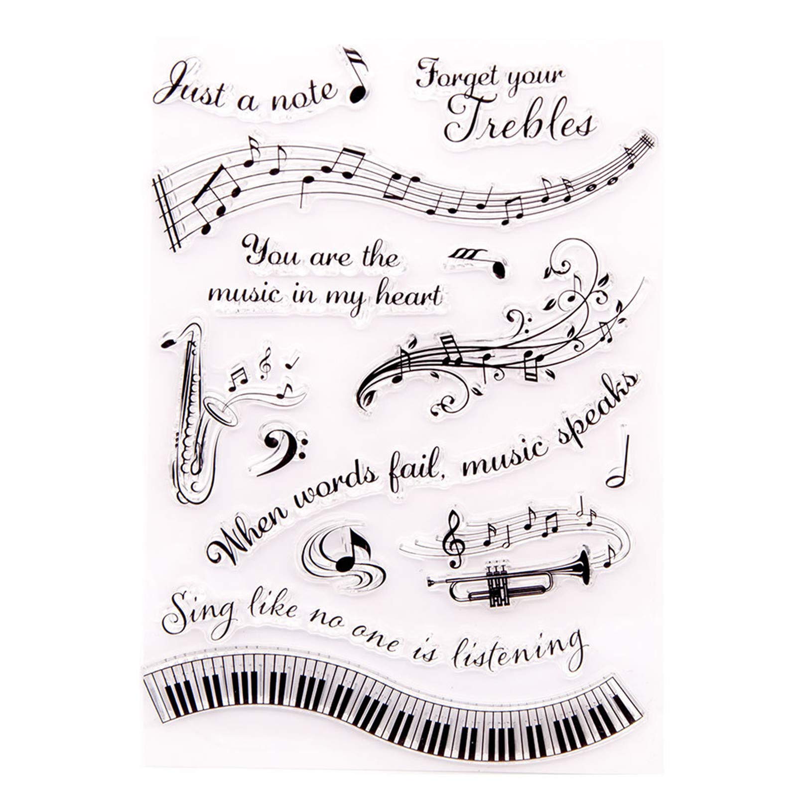 Music Speaks Melody Just a Note Singing Music in My Heart Rubber Stamps Clear Stamps for Christmas Card Making Decoration and DIY Scrapbooking Rubber Stamps for Crafts