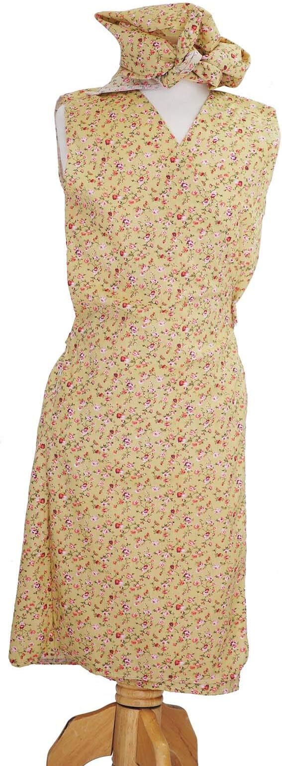 CL COSTUMES World Book Day-Girl-1940s-Wartime FLORAL WRAP AROUND PINNY & HEADSCARF Child's Costume – All Ages (9-10 years)
