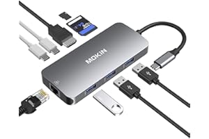 USB C Adapters for MacBook Pro/Air,Mac Dongle with 3 USB Port,USB C to HDMI, USB C to RJ45 Ethernet,MOKiN 9 in 1 USB C to HDMI Adapter,100W Pd Charging, USB C to SD/TF Card Reader USB C Hub