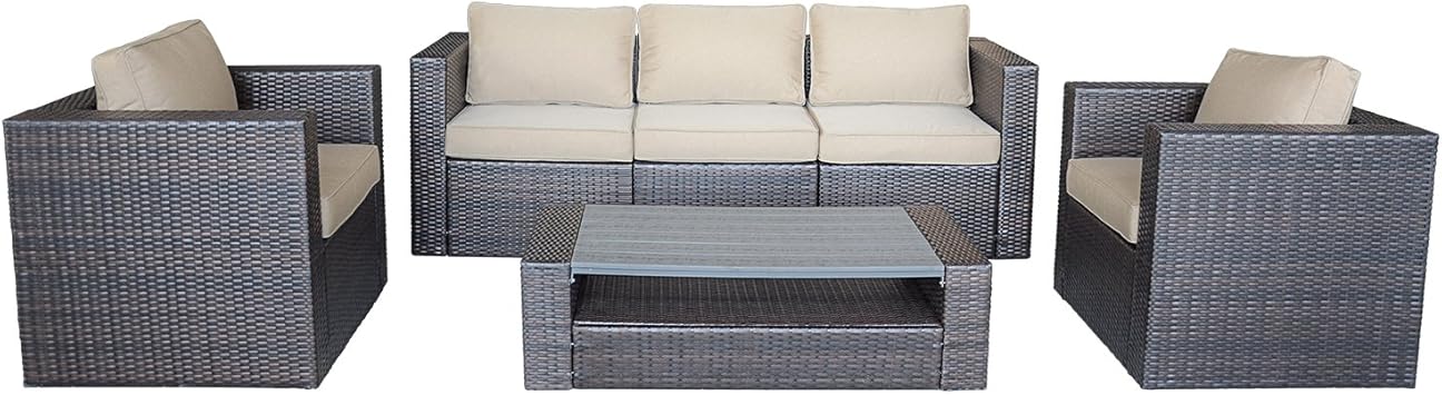 Amazon Com Huining 6pc Wicker Furniture Patio Sectional Sofa
