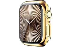 HANKN 42mm Hard Plated Case for Apple Watch Series 11 10 42mm Tempered Glass Screen Protector Case, Full Coverage Ultra-thin Shockproof Bumper Iwatch Cover (Gold, 42 mm)