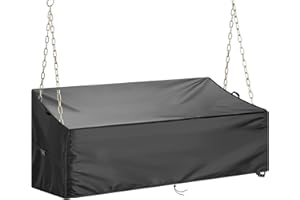 Fizentia Porch Swing Cover,420D Outdoor Hanging Swing Covers,Waterproof Patio Swing-Cover Windpoof,Weatherproof,Sun Protect (Black,50x26x15/21in)