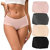 INNERSY Boy Shorts Underwear for Women Cotton Boxer Briefs Breathable Moisture Wicking Boyshorts Panties 4-Pack