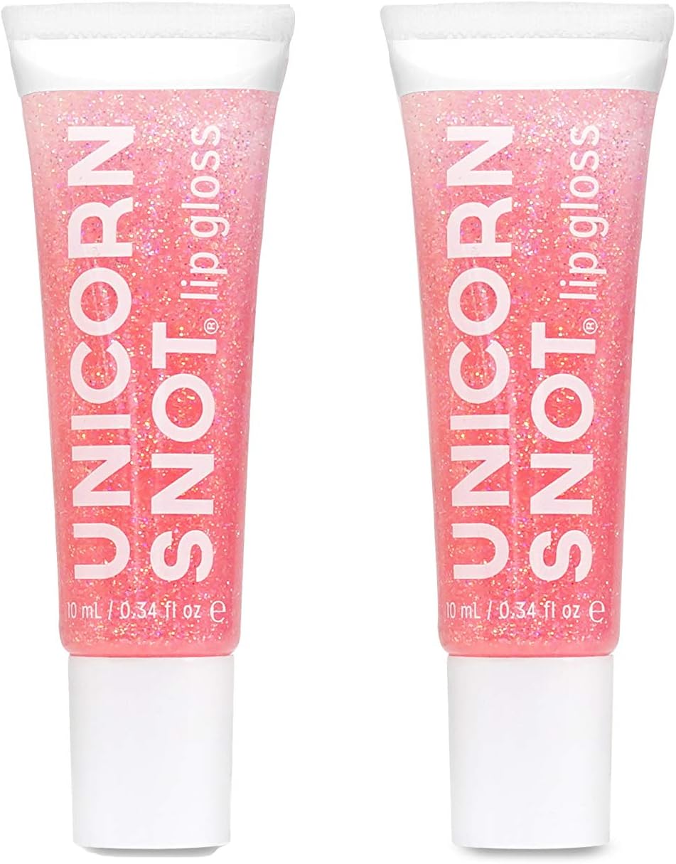 Unicorn Snot Holographic Glitter Lip Gloss Set - Cosmetic Grade - Body Art - Vegan & Cruelty Free - 0.34 Fl Ounce (Pink 2-Pack)