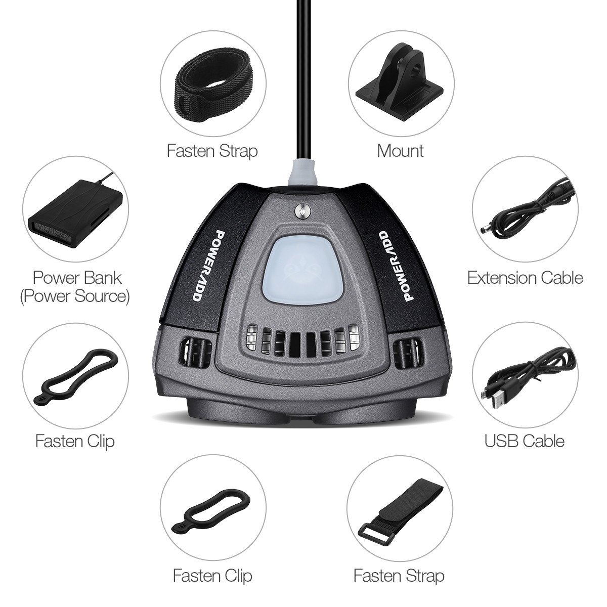 POWERADD Bike Light Set USB Rechargeable, 12000mAh Rechargeable Battery/IPX5 Waterproof/1200 Lumen Super Bright 3 Light Modes Mountain/Road Bicycle Headlight for Mountain/Road/City Cycling