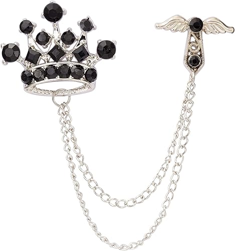 Amazon Knighthood メンズ ラインストーン クラウン クロス チェーン タッセル バッジ スーツ 襟 ブローチ タイピン タイタック 通販