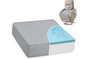 Shinnwa Gel Memory Foam Recliner Cushion for Elderly, Extra Large Seat Cushion, Dual-Layer Foam Chair Pad for Couch, Armchair, Wicker Chairs, Floor, 20 × 20 × 5in, Light Gray