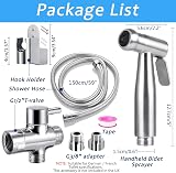 JIELUO Handheld Bidet Sprayer Kit Stainless Steel 2-Mode Shower Hose T-Valve view 2