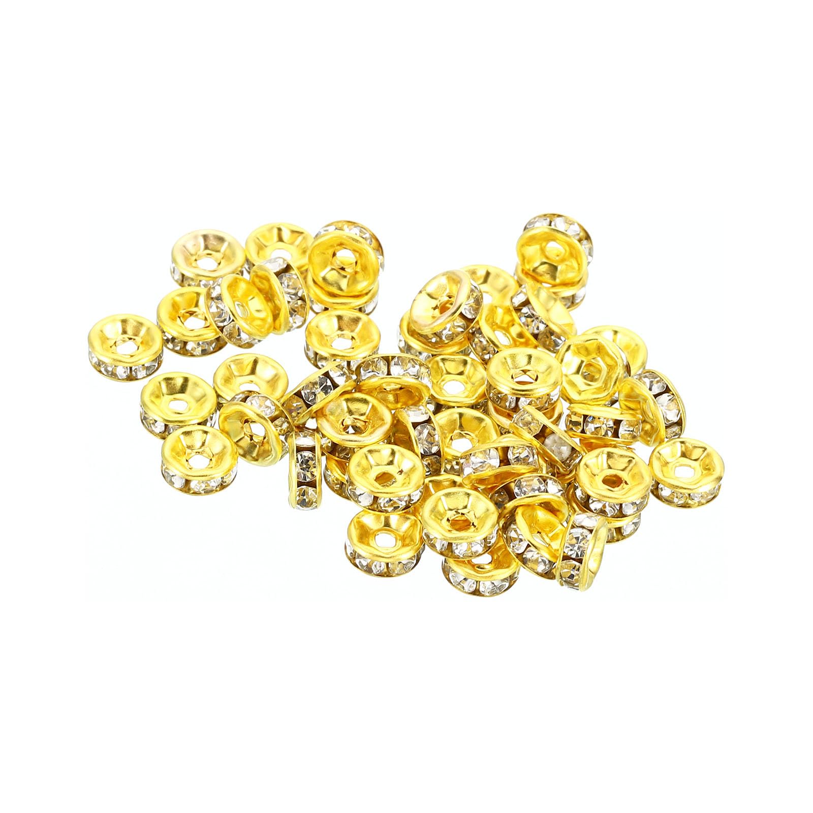 PATIKIL 6mm Spacer Beads, 100pcs Bead Spacers Rondelle Spacer Beads Rhinestone Small Round Bulk Glass Beads Crystal for Making DIY, Gold