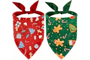 ROSEYOUTH Christmas Dog Bandanas, 2 Pack Cute Patterns Xmas Pet Scarf for Boy and Girl, Premium Durable and Soft Fabric, Holiday Pet Christmas Costume with Festival Elements for Small Medium Large Dogs (Set 1)