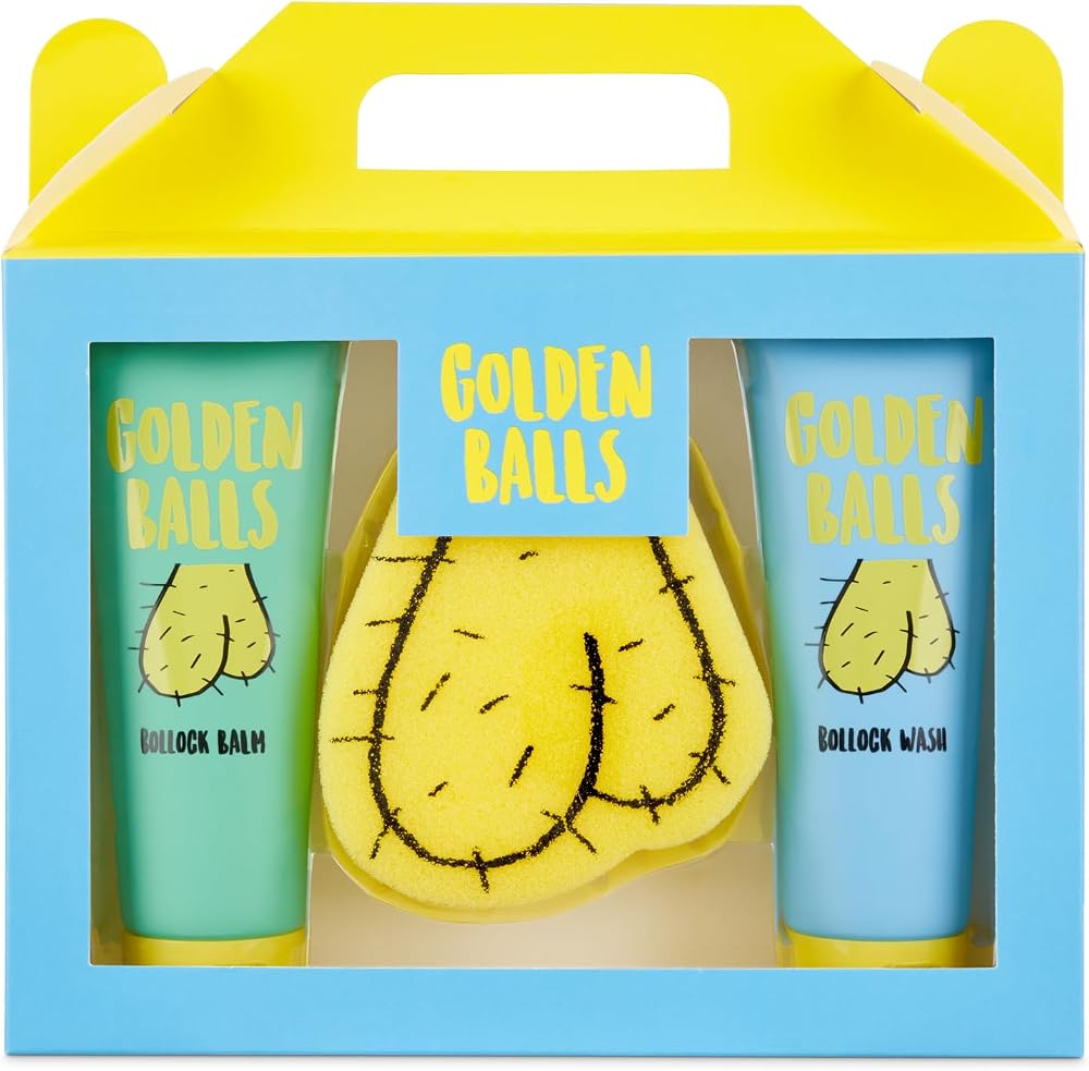 Sass Party & Gifts Golden Balls Balm & Sponge Set For Men
