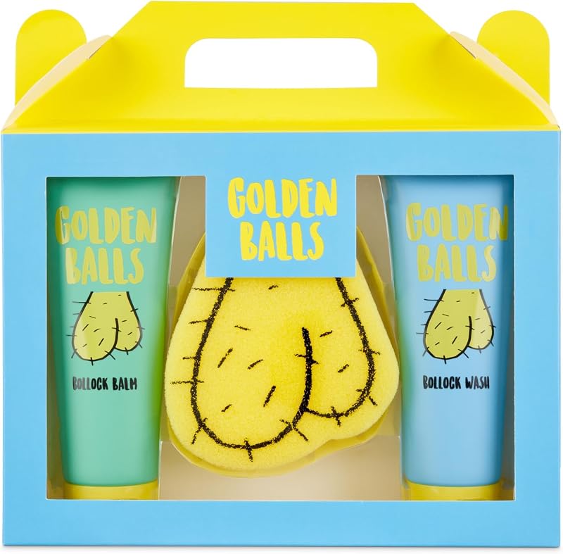 Sass Party & Gifts Golden Balls Balm & Sponge Set For Men