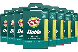 Scotch-Brite Dobie Pads, Dobie Sponge for All Purpose Cleaning of Kitchen, Bathroom, and Household, Non Scratch Dobie Cleaning Pads Safe for Non-Stick Cookware, 24 Dobie Pads
