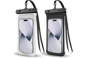 PEDVSTY 2PCS Waterproof Phone Pouch- [3D Design ], Waterproof Phone Case for iPhone 15 14 13 Pro Max Plus Galaxy Google Up to 8", Dry Bag for Beach Cruise Travel, Black/Clear