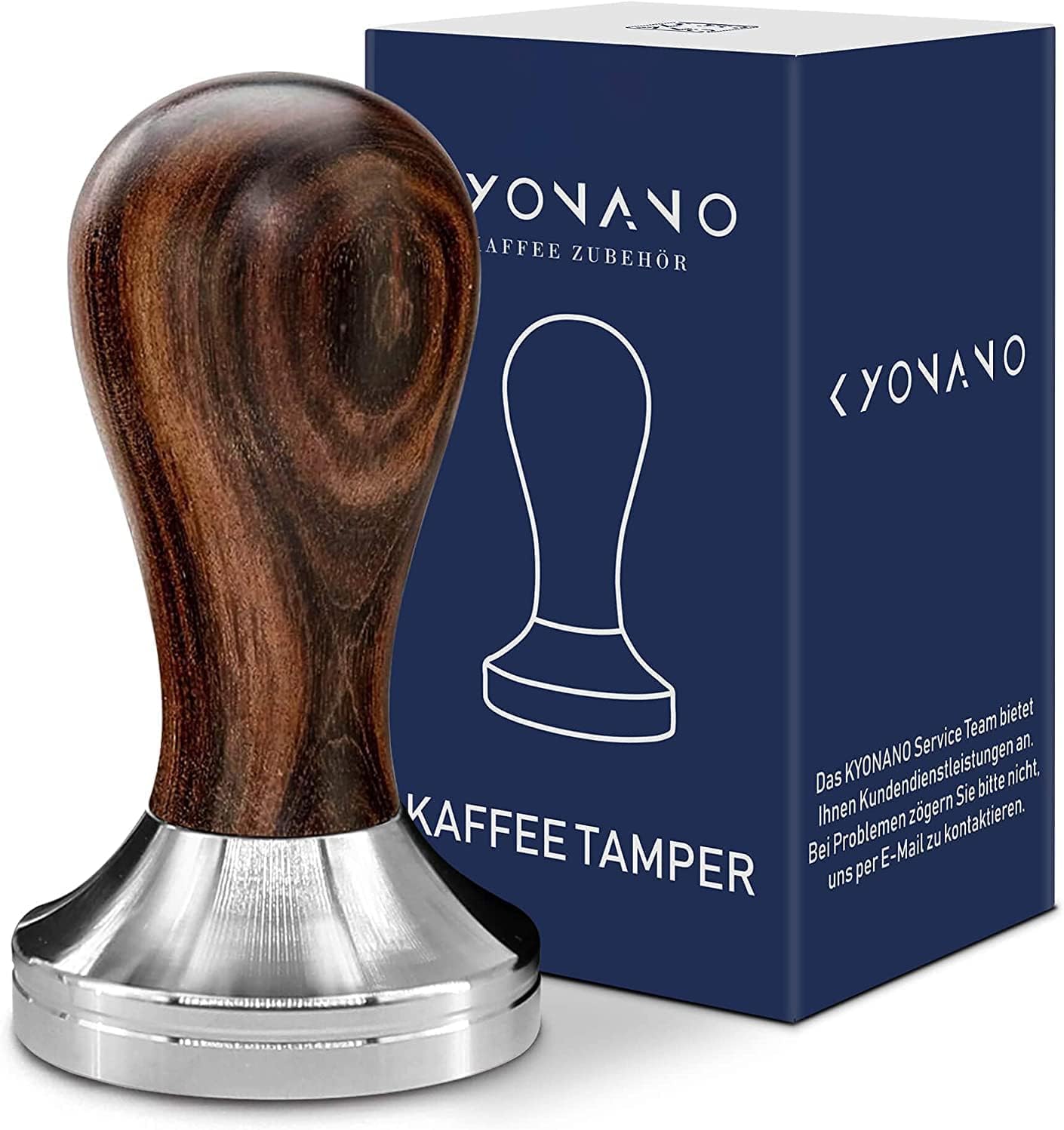 KYONANO 51mm Coffee Tamper - Espresso Tamper 51mm - Espresso Press Tamper- Espresso Hand Tamper with Stainless Steel Base and Chacate Preto Wooden Handle
