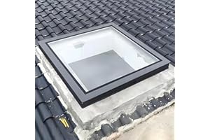 NEHCFO Skylight Roof Window for Home, Ventilated Roof Skylight for Flat Roof with Double Tempered Glass & Aluminum Alloy Frame, Skylights for Attic, Kitchen, Bathroom, Corridor, Bedroom, Sunroom (27.5in)
