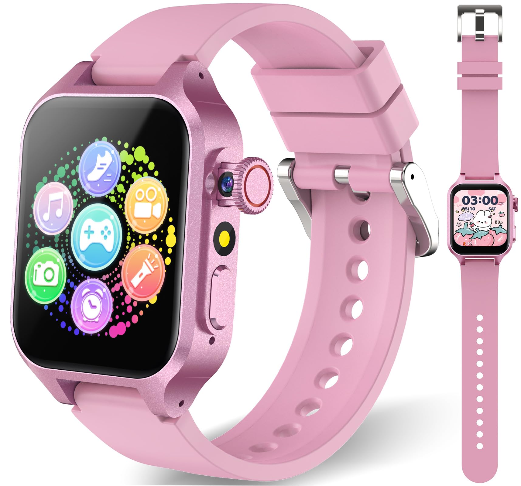 Photo 1 of Smart Game Watch for Kids with 32 Games, Telescopic Camera, Pedometer, Alarm, Video, Music, Auidobook, Learn Card, Parental Control, Kids Wrist Watch for Ages 4-12 Girls Boys Chrismars Birthday Gifts