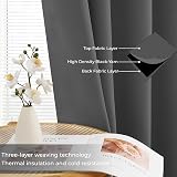 MRTREES Dark Grey Blackout Curtains 2 Panels 46x54 Inch 54 Inch Drop view 3