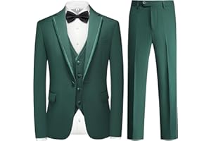 KUDMOL Tuxedo Suits for Men 3 Piece Regular Fit Formal Set Notch Lapel Suit Jacket Pants for Wedding Business