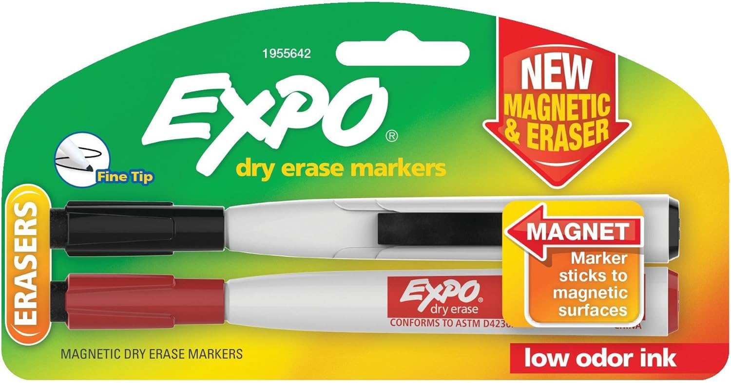 EXPO 1955642 Dry Erase Markers with Eraser, Fine