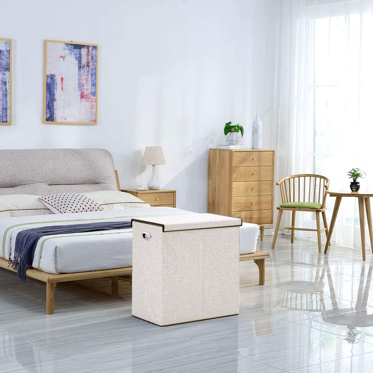 Almacenamiento y organización Cesto Ropa Sucia Beige BRIAN & DANY 150 L