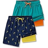 2 Pack: Men's 7" Swim Trunks with Compression Liner, Quick Dry Stretch Swimming Shorts Bathing Suits Swimwear