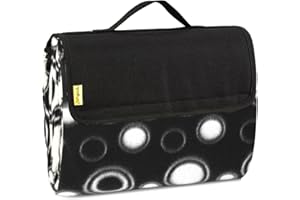 apollo walker Extra Large Picnic Blanket Outdoor Beach Blanket Waterproof Sandproof，60" X 80" Picnic Mat Tote for The Beach,Camping Travelling on Grass(Black Wave Point)