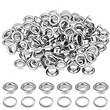 100Sets Metal Silver Eyelets 1/4 Inch Grommets