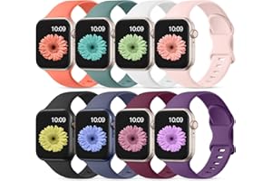 Lerobo 8 Pack Bands Compatible for Apple Watch Band 38mm 40mm 41mm 42mm 44mm 45mm 49mm Women Men,Soft Silicone Sport Strap Replacement Wristbands for Apple Watch Ultra SE Series 9 8 7 6 5 4 3 2 1