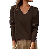 ANRABESS Womens 100% Wool Sweaters V Neck Long Sleeve Work Business Casual Basic Pullover Sweater Tops 2025 Fall Outfits