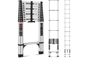 WATATI Telescoping Ladder, 16.5FT Aluminum Collapsible Extension Ladder with 2 Triangle Stabilizers & Non-Slip Feet, Portable Ladder Max Capacity 330 LBS for Home, RV, Outdoor
