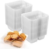 zandfelo 200 Pcs 12oz 6.5''x5'' Plastic Nacho Trays | Disposable Tray for Nachos &amp; Cheese Dip, 2 Compartment Movie Night Snack Trays Great for Snacks, Fair Foods