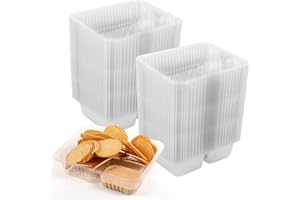 zandfelo 200 Pcs 12oz 6.5''x5'' Plastic Nacho Trays, Small Disposable Tray for Nachos & Cheese Dip, Clear Nacho Containers for Chip, 2 Compartment Movie Night Snack Trays Great for Snacks, Fair Foods