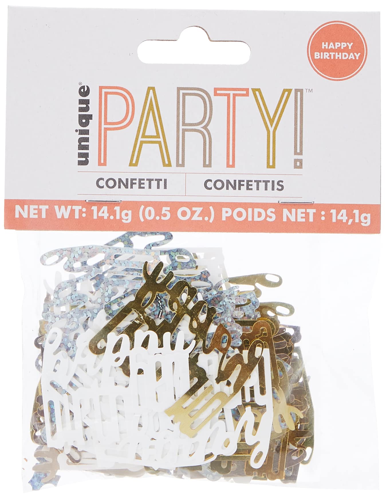 Unique 84943 Happy Birthday Confetti Cutouts-5 oz. | Glittery Rosegold | 1 Pack, Rose Gold