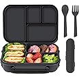 Amathley Lunch Box Kids,Bento Box Adult,Leakproof Lunch Containers for Adults/Kids/Toddler,1200ML-4 Compartments bento Lunch box with Utensil,Microwave & Dishwasher & Freezer Safe (Dark Gray)