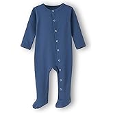ACESTAR Newborn Baby Footed Pajamas with Mitten Cuffs - Cotton Snap-Up Baby Sleepers for Sleep and Play Footies 0-12 Months