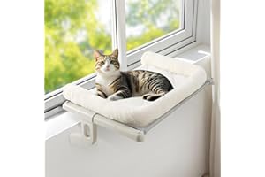 Sunhoo Cat Hammock Window Sill Perch for Large Cats Seat Bed for Indoor Small Kitty Balcony Easy to Assemble No Drilling Stur