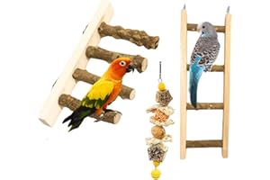 XLpeixin 3pcs Bird Ladder Parrot Ladder,Natural Wooden Bird Bridge Parakeets Climbing Hanging Toys for Cockatiels Budgerigars Conure