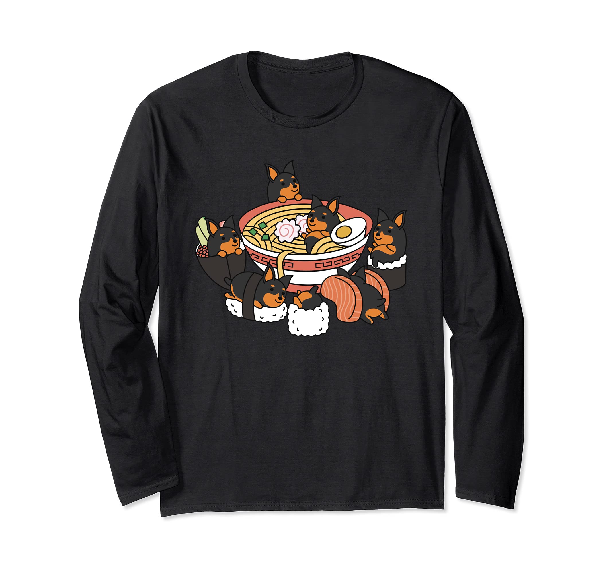 Ramen Sushi Doberman Dog Long Sleeve T-Shirt