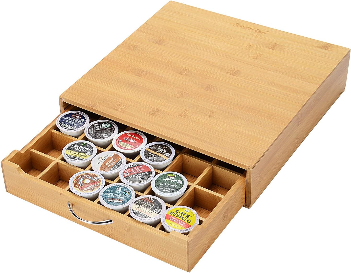 Sortwise 36 Capacity Bamboo K Cup Single Serve Coffee Pod Storage