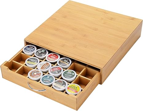 Sortwise 36 Capacity Bamboo K Cup Single Serve Coffee Pod Storage