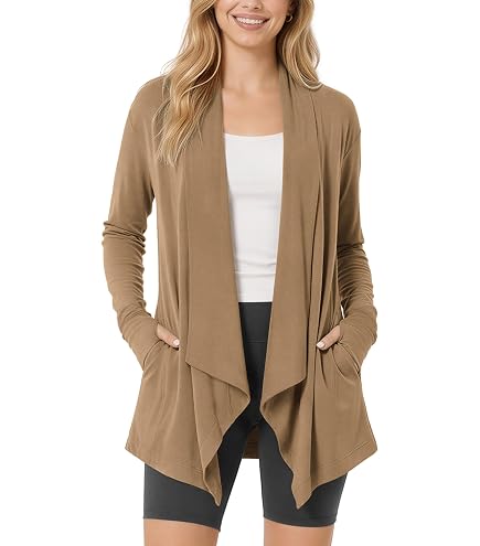 Max & Mia Women's Open Front Lightweight Drape Cardigan with